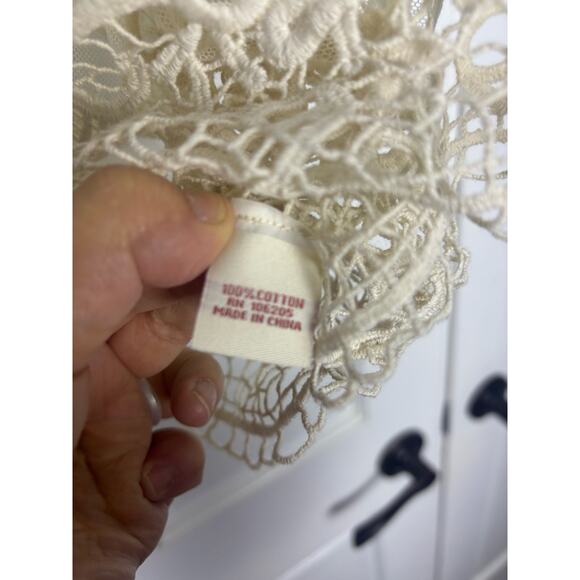 Cottagecore Sundance Lace Overlay Sheer Crochet Top Small - Picture 3 of 6